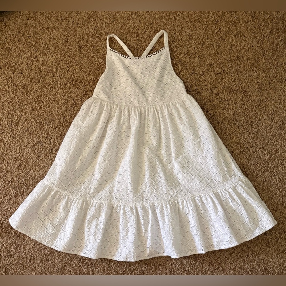 Shabby Chic Girl's White Eyelet Dress Size 10